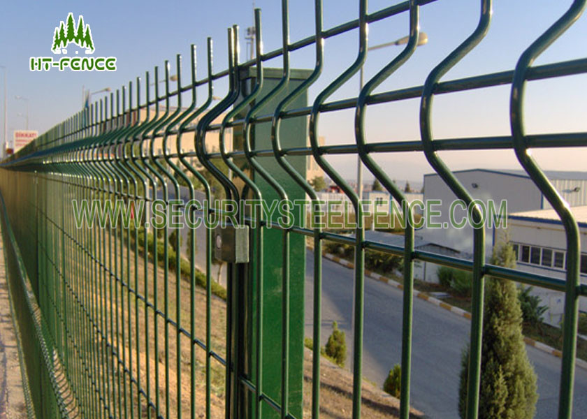 3d Curved Welded Wire Mesh Fencing With 60 60mm Square Post Metal Clips Fixed