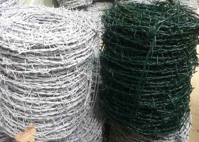galvanized barbed wire fence