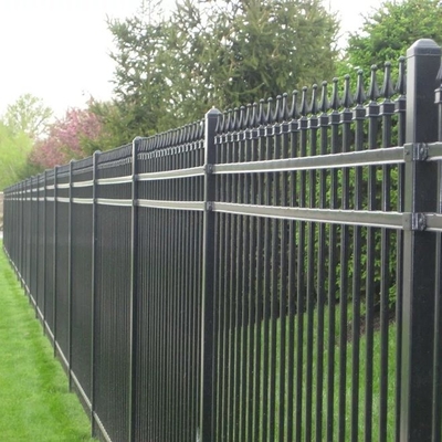 Galvanized Wrought Steel Flat Top Garden Tubular Picket Fence Black Wrought Iron