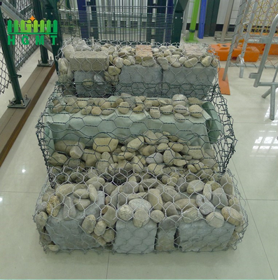 Iron Heat Treated Galvanized Gabion Box / Hexagonal Gabion Wire Mesh