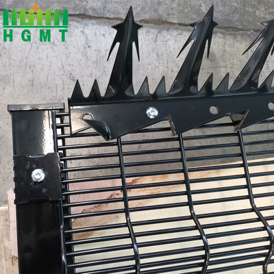 2.4M High Black Powder Coating Security Perimeter 358 Prison Fence Panel With Spike