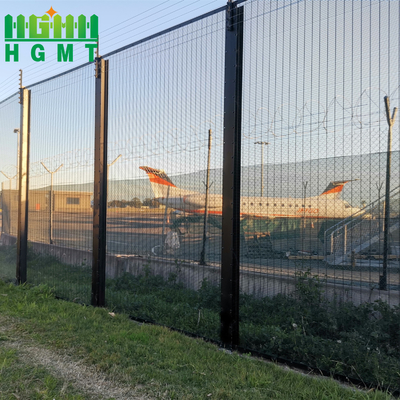2.4M High Black Powder Coating Security Perimeter 358 Prison Fence Panel With Spike