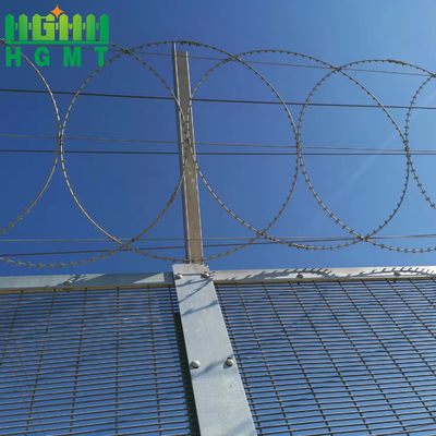 2.4M High Black Powder Coating Security Perimeter 358 Prison Fence Panel With Spike
