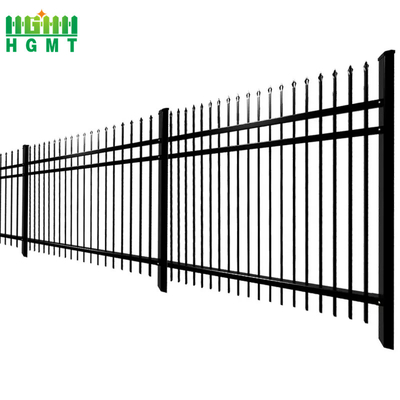 Factory Supply 5FT Black Iron Wrought Fence Easy Assemble 3 Rails Tubular Fence Panel For Swimming Pool