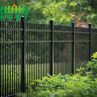 Factory Supply 5FT Black Iron Wrought Fence Easy Assemble 3 Rails Tubular Fence Panel For Swimming Pool