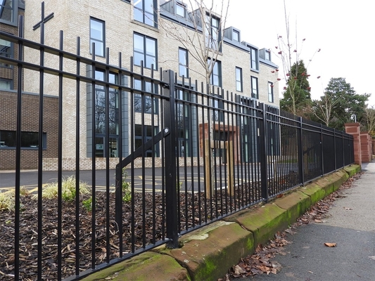 Factory Supply 5FT Black Iron Wrought Fence Easy Assemble 3 Rails Tubular Fence Panel For Swimming Pool