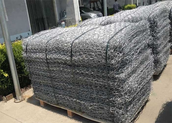 Galvanized 60x80mm Woven Gabion Baskets Fine Mesh Metals Gabion Baskets