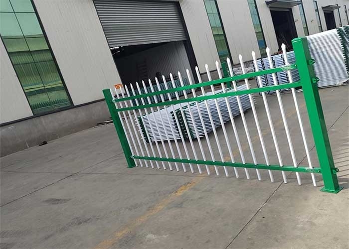 Green Powder Coating Picket Top H3m Tubular Metal Fence