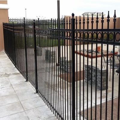 Galvanized Wrought Steel Flat Top Garden Tubular Picket Fence Black Wrought Iron