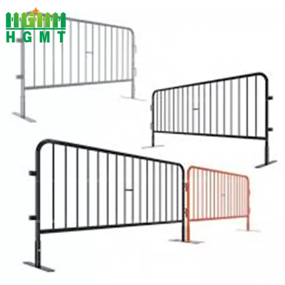 Steel Portable Flat Feet 2.5 M Metal Barricades Road Barrier Black Pvc Coating Roadside Fence