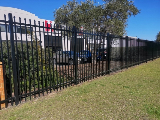 Factory Supply 5FT Black Iron Wrought Fence Easy Assemble 3 Rails Tubular Fence Panel For Swimming Pool